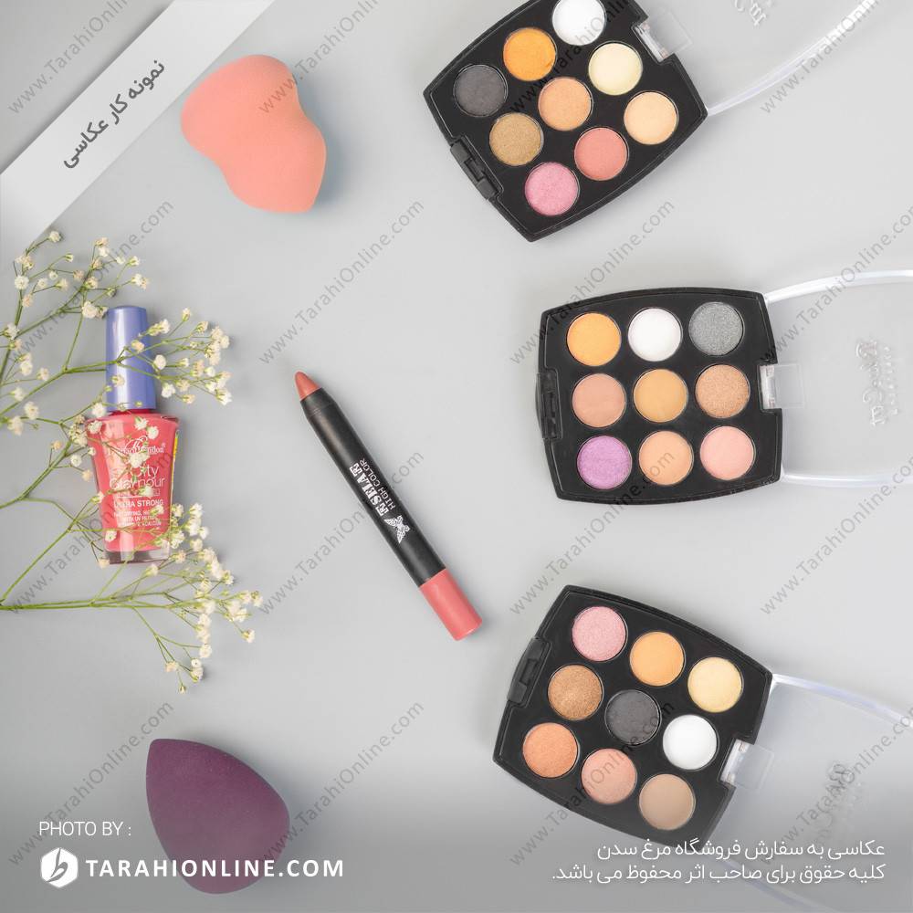 عکاسی از سایه چشم و رژ لب مدادی